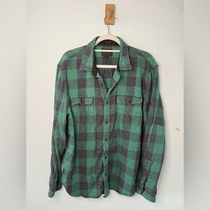 Lucky Brand men’s Green and Brown Plaid Shirt